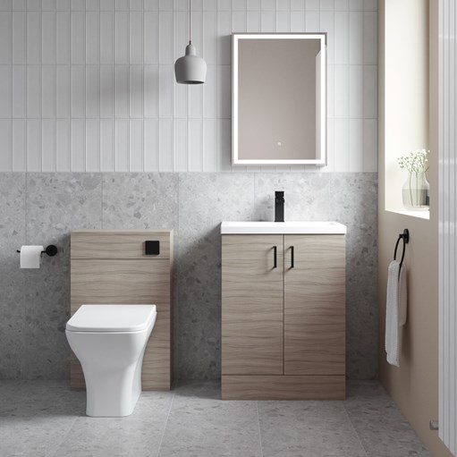 Furniture Designer Vanity Units, Brooklyn Grey Avola Modern Sink Vanity Unit Toilet Package
