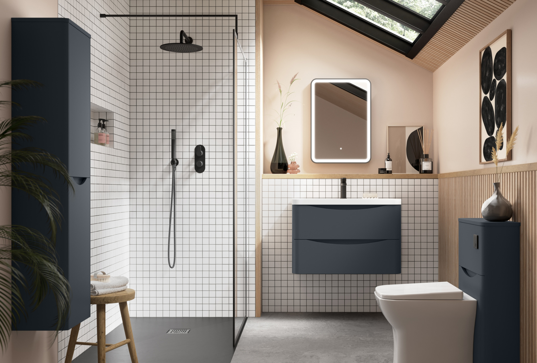Lunar contemporary bathroom furniture in satin anthracite